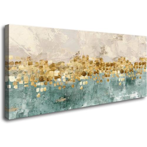 DZL Art A74662 Brown and Blue Abstract Painting Modern Decor Wall Art Tan Color Canvas Gray Painting Contemporary Decor Abstract Canvas Living Room Art Painting