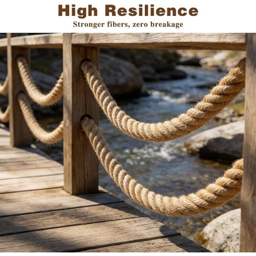 1 1/2 Inch x 100ft Jute Rope Natural Thick Heavy Hemp Rope Nautical Ropes Twisted Manila Rope for Crafts, Climbing, Bundling,Anchor, Hammock, Nautical, Cat Scratching Post, Tug of War, Decorate