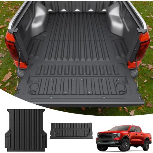 Truck Bed Mat Compatible with 2024 2025 2026 Ford Ranger 5FT Bed Liner Protector Tailgate Protector Cargo Mat TPE Cargo Linder for 2025 Ranger Accessories