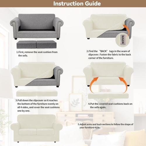 WEERRW Velvet Couch Covers for 2 Cushion Couch Sofa - High Stretch Luxury Velvet Plush 3 Pieces Sofa Slipcovers with Elastic Bottom, Furniture Protector for Pets, Machine Washable, Ivory, Medium