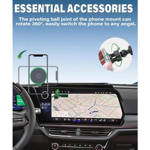 Car Phone Holder for Chevrolet Equinox EV 2024 2025 Accessories Apply to 17.7 Inch Touch Screen 15W Fast Wireless Charger Screen Fixed Clip Cell Phone Mount with Dashboard Storage Tray