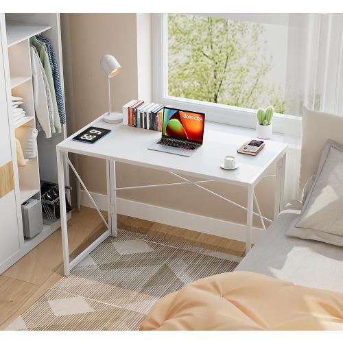 Harper white 100*50*72 cm Folding Desk White Desks, Foldable Computer Desk Spaces Saving Writing Table for Bedroom, Home Office, Dorm, Apartment, Kids