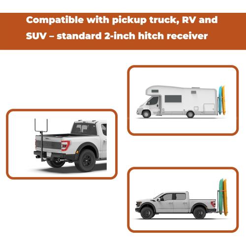 300LBS RV Kayak Rack for 2 Kayaks up to 12FT – Heavy Duty Vertical Hitch Mount Carrier with Reinforced Anti-Bend Base, Adjustable Height, Anti-Loosening Screws – Fits 2” Receiver for RV, Truck, SUV