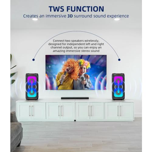 Karaoke Machine for Adults, Portable Bluetooth Speaker with 2 Wireless Microphones, Portable PA System with Disco Lights for Big Party, Outdoor, Ideal Gifts for Family, Music Lover