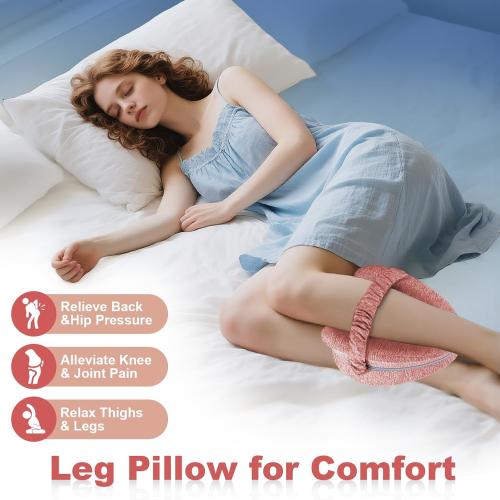 Knee Pillow for Side Sleepers, Leg Pillow for Sleeping, Knee Pillow with Strap, Alignment Pillow Between Legs, Suitable for Relieving Leg, Back & Knee Pain, Machine Washable (WHITE )