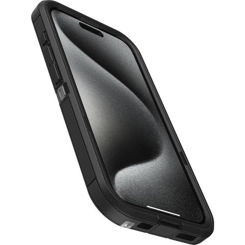 OtterBox iPhone 15 Pro (Only) Defender Series XT Clear Case - Dark Side (Black/Clear), screenless, Rugged, Snaps to MagSafe, Lanyard Attachment