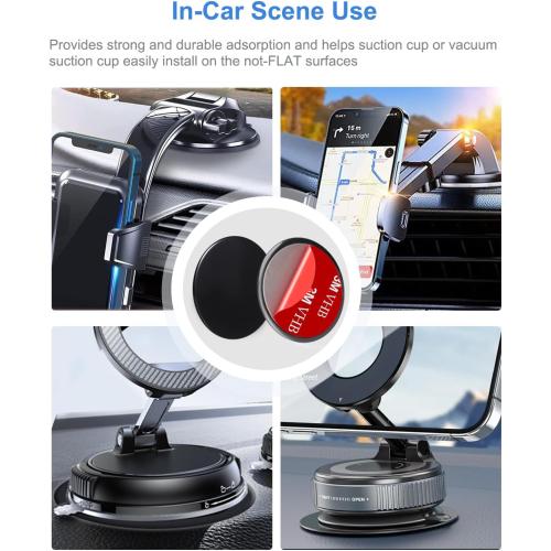 Dashboard Pad Mounting Disk for Suction Cup Phone Mount, 3Pcs 3.15 Ultra Sticky Heat-resistant Replacement Disc for Car Dashboard, Vacuum Suction Phone Holder, Dash Mount, GPS Holder Suction Mount