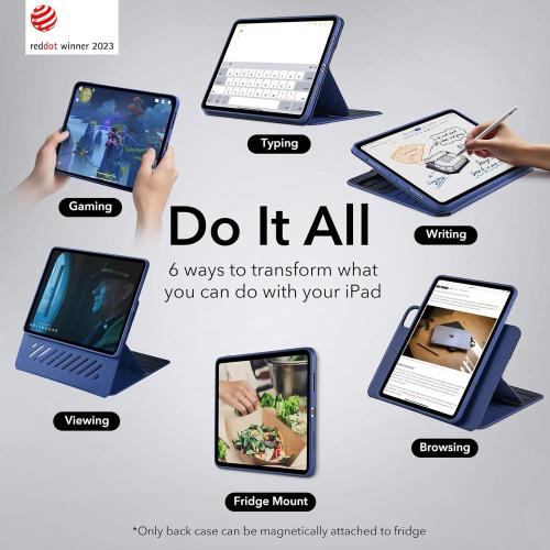 ESR for iPad Pro 12.9 Case (6th/5th Generation, 2022/2021), Removable Magnetic Cover, Adjustable Portrait/Landscape Stand with Raised Display View, 9 Standing Angles, Shift Series, Blue