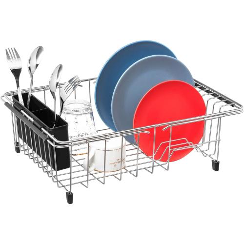 iPEGTOP Cutlery Utensil Silverware Drying Rack Basket Holder with Hooks - Flatware Storage Solution for Kitchen Dish Drainer Dish Drying Rack, Black