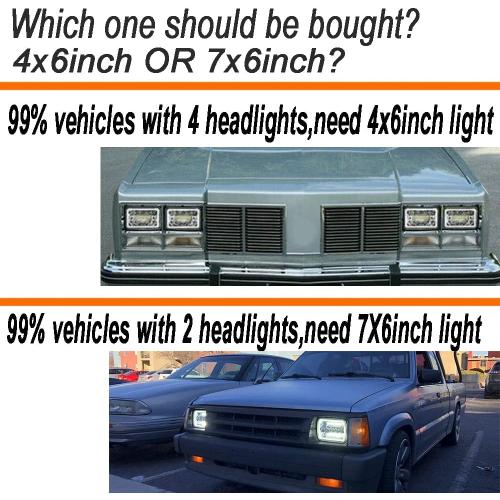 AMUNIESUN 4PCS 4X6 Inch LED Halo Headlights Sealed Beam DRL Turn Light Compatible With Chevy Suburban C10 C20 K10 K30 K5 Blazer (1981-1987) H4651 H4642 H4652 H4656 H4666 H4668 H6545 Replacement