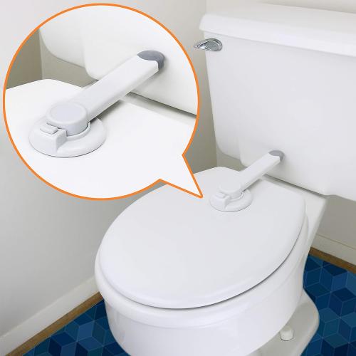 Baby Toilet Lock by Wappa Baby - 9L x 4W - Ideal Baby Proof Toilet Lid Lock - No Tools Needed Easy Installation with 3M Adhesive - Top Safety Toilet Seat Lock - Fits Most Toilets - White (1 Pack)