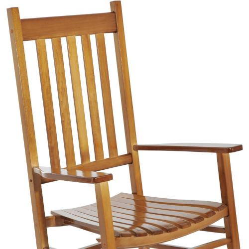 PatioJoy Outdoor Rocking Chair, Patio Wooden Rocking Chair with Smooth Armrests, High Back for Garden, Balcony, Porch, Supports Up to 353 lbs, Hazel