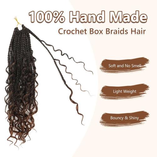 Crochet Braids - Bohemian Crochet Braids, Synthetic Braiding Hair, Goddess Braids for Black Women (8 Packs)