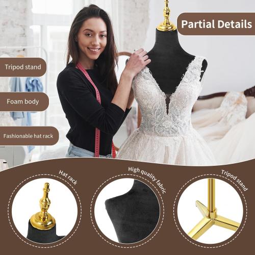 Female Mannequin Body Gold Tripod Stand,Height Adjustable Maniqui para Ropa,Dress Form Mannequin