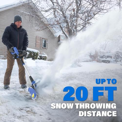 Cordless Snow Shovel, 20V 12-Inch Electric Snow Blower, Electric Snow Shovel with Directional Plate and LED Light, Snow Blowers for Driveways, Sidewalks(1x4.0Ah Battery, Charger and Cover Included)