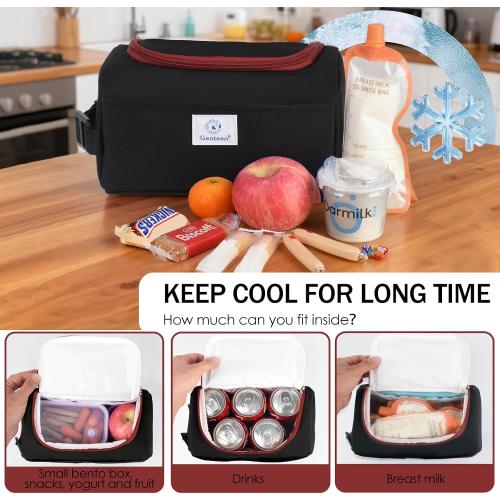 Genteen Small Cooler Bag with Ice Pack,Insulated Lunch & Snack Tote