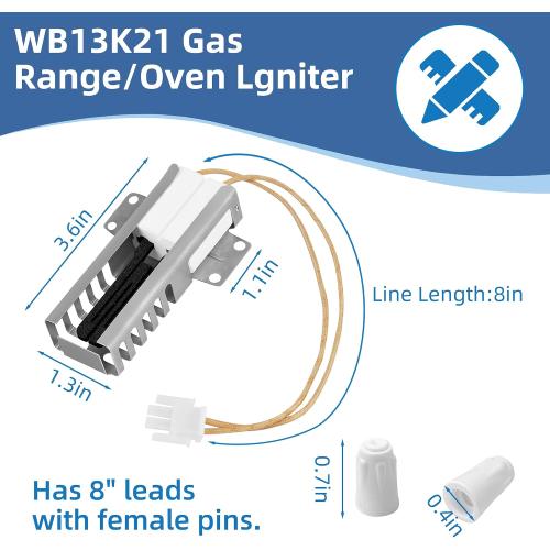 WB13K21 5303935066 WB13T10045 Gas Range Oven Igniter Replacement for GE Kenmore Hotpoint Samsung Gas Oven Igniter, Replaces WB2X9998 IG9998 WB13K10026 Norton 501a by APPLIANCEMATES