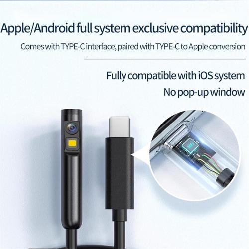 Plug & View Inspection Cam with 5m Bendable Cable and Swappable Tool Tips, Endoscope Camera with Light, Waterproof Boroscope Inspection Tools with 8 LED Lights for iOS & Android(3.5m)