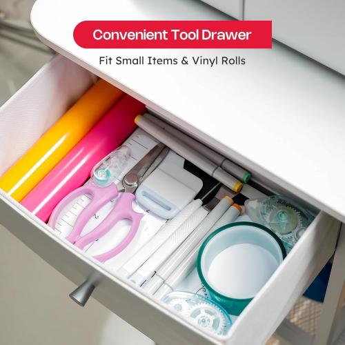 Extra Large Heat Press Table, Heat Press Stand Desk Cart with Vinyl Storage, Multi-Purpose Heavy Duty Metal Workbench for DIY Sublimation, T-Shirts Caps Mug & Tumbler Heat Transfer Projects