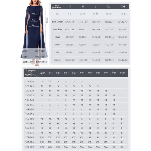 MEDIUM Lrady Women's Formal Evening Gowns High Split Ruffle Wedding Guest Cape Sleeve Cocktail Party Maxi Dresses