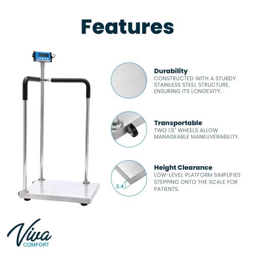 Medical Grade Digital Scale with Handles for Elderly, Bariatric Physician Scales, 660 lb / 300 kg Weight Capacity