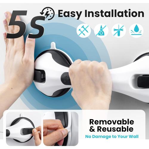 TAILI Grab Bars for Shower Glow in The Dark, 2 Pack 12.2 in Grab Bars for Bathtubs and Showers,Safety Grip,Shower Handle Shower Rail for Seniors and Elderly Removable No Drilling Waterproof Black