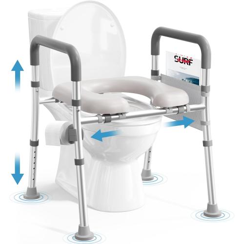 Toilet Seat Riser for Seniors, Raised Toilet Seat with Handles, Adjustable Height & Width, 400lb Handicap Elevated Toilet Seat, Fit Any Toilet Model UC1-GR
