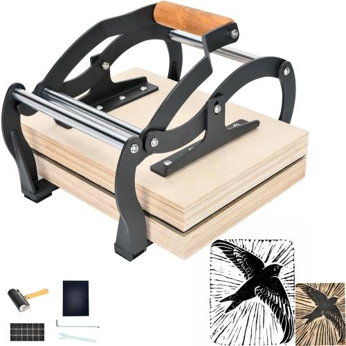 TOPOWN Linocut Press Machine, Printing Hand Lever Press Machine, Linocut Manual Printmaking Machine, A4 Size Lever Printmaking Press Machine with Felt Pad for Blocks up to About 25mm Thick