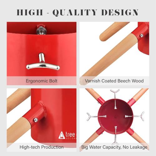 Tree Nest Christmas Tree Stand Base Xmas Modern Tree Metal Holder Stand for Real Tree Fits up to 7ft Family(Red)