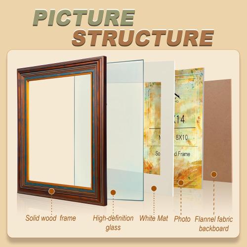 11x14 Vintage Picture Frame, Gold Finish with Real Glass Front, 11 x 14 Photo Frames Elegant Design for Wall, Perfect for Home, Art, or Wedding Photos, Gift