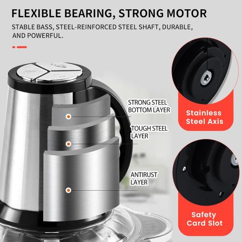 Food Processor - Electric Meat Grinder - Food Chopper with Two 12 Cup 3L Bowls & 2 Bi-Level Blades - 3 Speed Kitchen Cutter for Vegetable, Onion, Garlic, Meat - Baby Food Blender (3L 12 Cup)