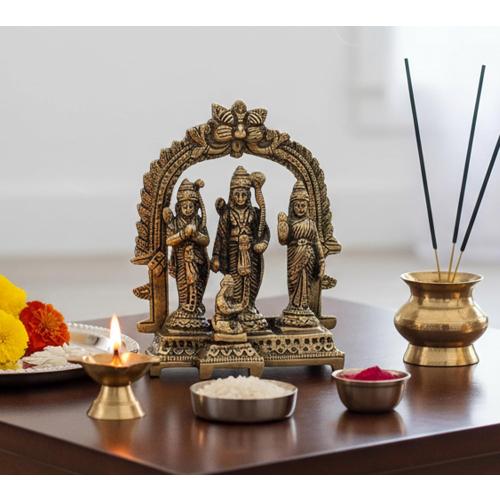 Size  5.5 Brass Ram Darbar (Rama, Sita, Laxman, Hanuman) Murti Idol Statue Sculpture