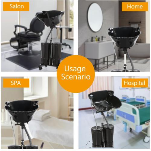Portable Shampoo Bowl with Electric Pump (Pack of 1) | Adjustable Basin Height, Dual-Bucket Design with Drain Hoses | Home & Barber Use |