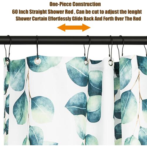Artiwell 60 Heavy Duty Straight Shower Rod With Shower Rod Flange, Permanent Mount Shower Curtain Rod With Screws Bracket, Never Rust Stainless Steel, Window Curtain and Closet Rod, Matte Black