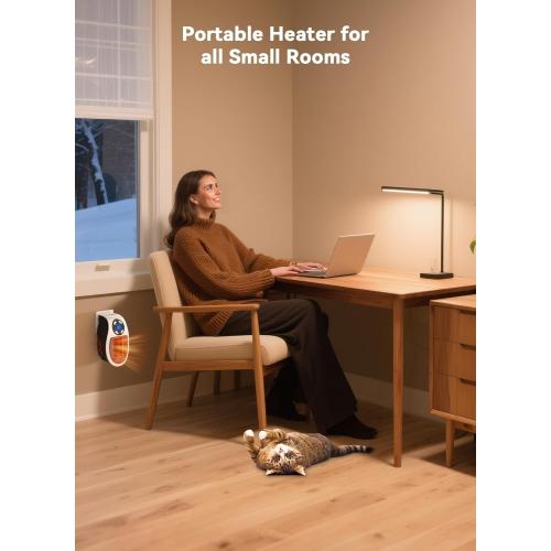 450W Space Heater, Remote Wall Outlet Electric Small Space Heater as Seen on TV with Adjustable Thermostat and Timer and Led Display, Compact for Home,Office,Bathroom