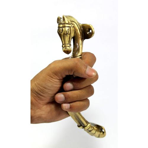 eSplanade Brass Door Handle Pair (2 pcs) | Home Decor | Door Decor | Pair of Brass Door Handles (Horse Head)