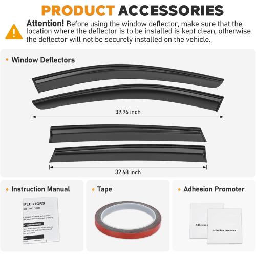 Shatterproof Taped-On Window Deflectors for Subaru Crosstrek 2024 2025 with Black Trim, Rain Guards, Window Visors for Cars, Vent Deflector, 4pcs