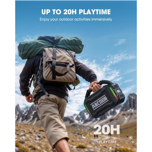 Speakers Bluetooth Wireless: 80W(Peak) Loud Speaker with Bass, 20H Playtime, IPX6 Waterproof, Large Jobsite Speakers for Work, Outdoor, Workshop, Garage, Portable Speaker with TWS (Black)