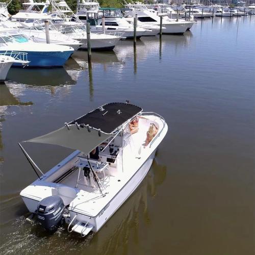 T Top Sun Shade Extension Kit, Boat Sun Shade 800D Polyester Waterproof and UV Resistant Material with Stainless Steel Telescopic Shade Poles, Gray Size2:A=59B=59C=47