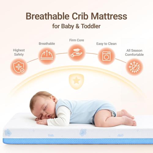 MAMAZING Aerobase Baby Crib and Toddler Mattress, 2-Stage Breathable Mattress, Non-Toxic, Waterproof Sleep Surface, Machine-Washable Cover for Easy Care, Fits Standard Baby Crib & Toddler Bed