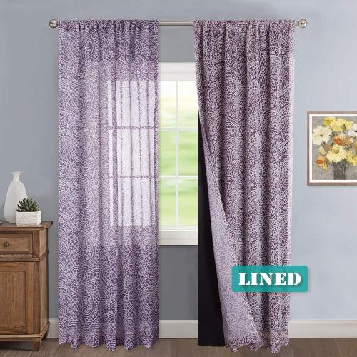 KGORGE 100% Blackout Curtains Liners - Sunlight Block Insulated Window Drapery Liner Thermal Insulation Drapes, Lining Easy Installation, Bonus Hooks Included (2 Pieces, 45 Wide by 77 Long, Black)