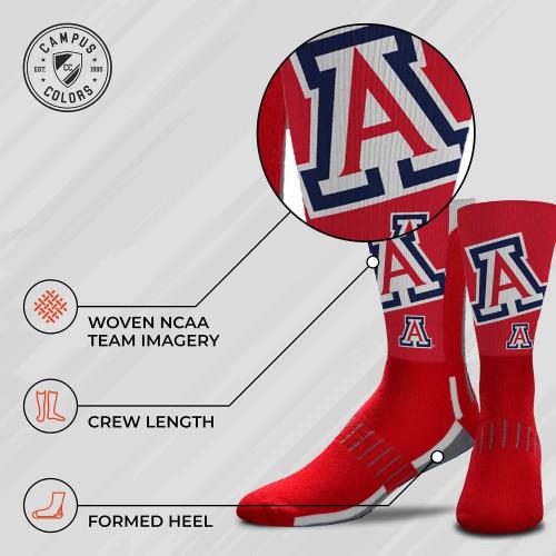 Size MD For Bare Feet NCAA Adult State and University Crew Socks - Polyester blend - Unisex - High-performance socks provide