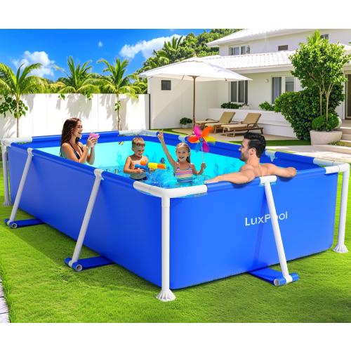BLUE 7X48X24 Above Ground Pool, 2025 Upgraded Frame Deep Swimming Pool, Rectangle Family Pool, Large Above Ground Pool Easy Set, 7ft x 48in x 24in Outdoor Pool, Backyard Pool for Kids, Adults