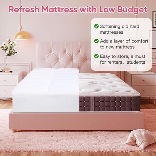 BedsPick Mattress Topper Twin XL,Mattress Pad for Back Pain Relief,Pillowtop Extra Long Twin Thick Mattress Pad,400TC Soft Cooling Quilted Cover Protector for College Dorm,Sleeper Sofa,RV. ( The mattress still sealed- see in the picture)