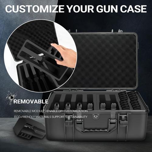 Gun Pistol Case for Multi Handguns - Holds Multiple Hand Guns Case & Magazines, Pre-cut Waterproof Carrying Hard Shell Pistol Case for Pistols, Storage Box for Beretta, Smith and Wesson, for Glock
