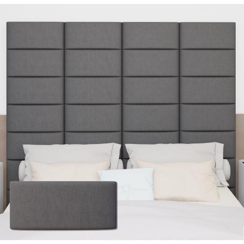 Upholstered Wall Mounted Headboard, 3D Soundproof Wall Panels Peel and Stick, Queen Size, Tufted, Dark Grey (9 Panels, 10 x 24)