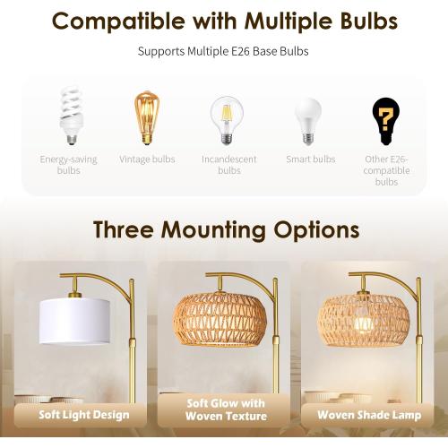 Gold Boho Rattan Floor Lamp w/Remote, Dimmable (2700K - 6000K), 2 - in - 1 Wicker & Fabric Shade, Adjustable 165-172cm for Living Room & Bedroom