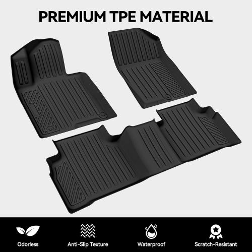 Floor Mats for 2018-2026 Jeep Wrangler 4XE 4 Doors(Not for JL or JK), Cargo Mat, All Weather TPE Cargo Liner Replacement Protection for Jeep Wrangler Accessories Door Sill Guards
