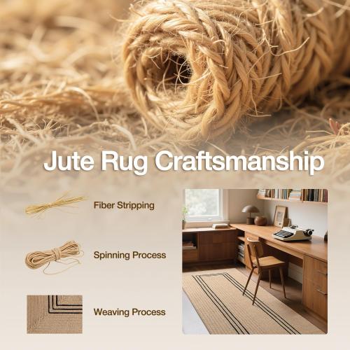 LUMI 3x7 Natural Jute Runner Rug, Braided Farmhouse Hallway Rug | Non Slip No Shedding Rustic Carpet, High Traffic Indoor Mat for Entryway, Kitchen & Laundry
