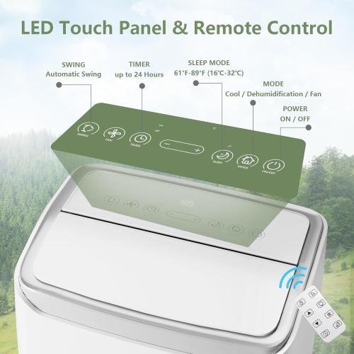 12,000 BTUs Portable Air Conditioner, 3-In-1 Portable.  Dehumidifier & Fan Modes, Digital Display, Quiet Freestanding AC for Home, Office, Bedroom